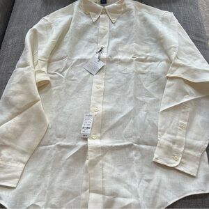 Nwt Brooks Brothers Irish Linen Shirt Mens XL Button Down Off White Beige New